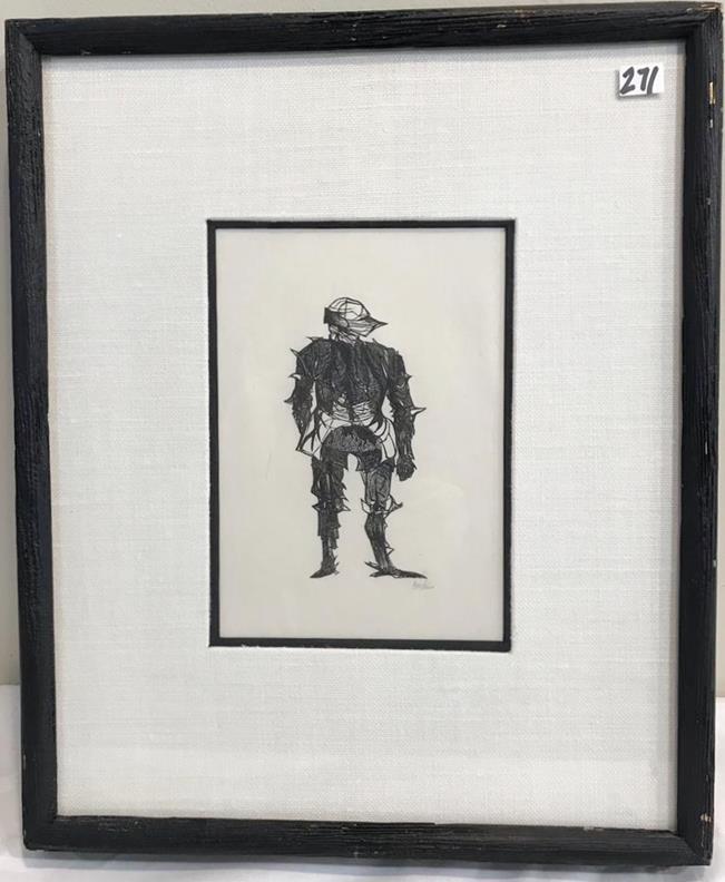 Leonard Baskin Wood Engraving "Armored Man" (1 of 6)