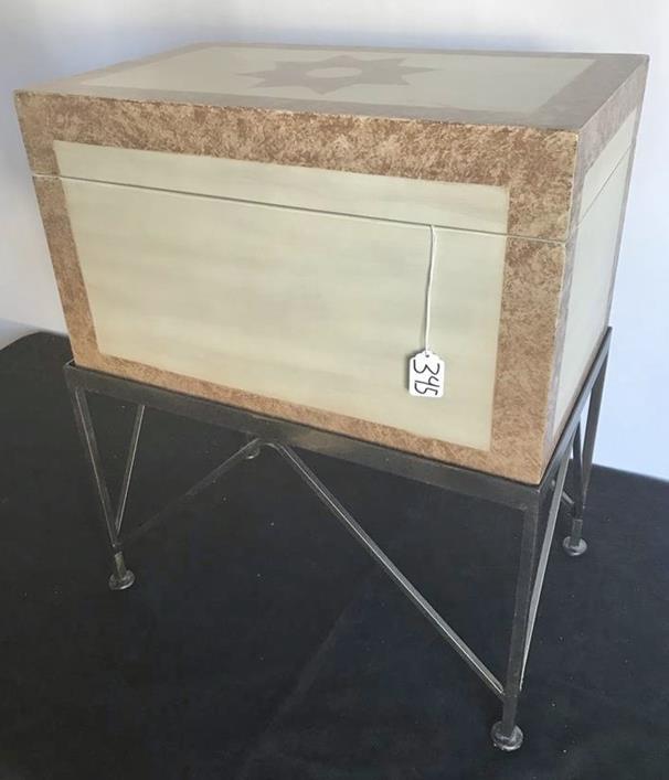 Lidded Painted Box on Iron Stand (1 of 5)