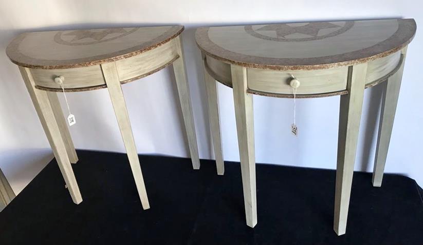 Matching Painted Single Drawer Demilune Tables (1 of 7)