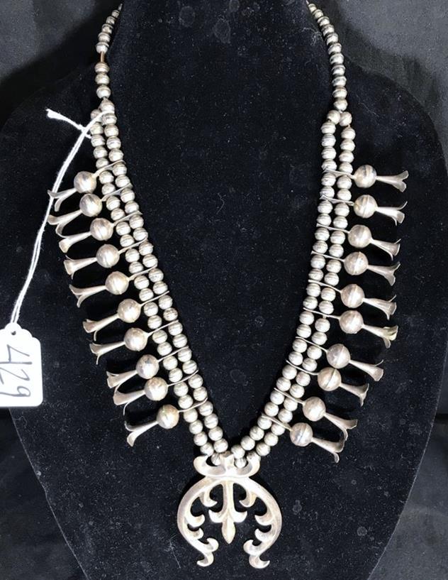 Sterling Silver Navajo Squash Blossom Necklace (1 of 10)