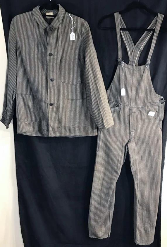 1890's-1900 Dead Stock Pine Tree Striped Worker's Coat (1 of 15)