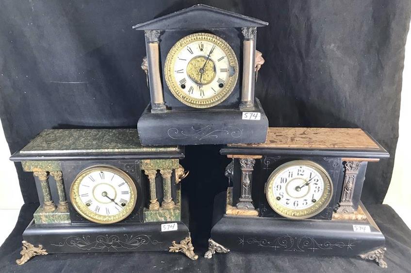 Group of 3 Victorian Lion's Head Fancy Mantle Clocks (1 of 4)