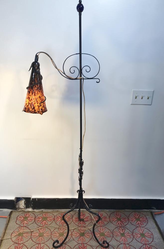 Arts and Crafts Style Hand Wrought Bridge Lamp with Art (1 of 12)