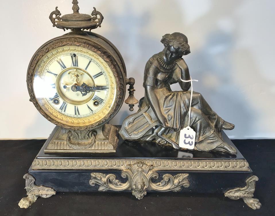 Victorian Ansonia Figural Mantle Clock w/Exposed (1 of 20)