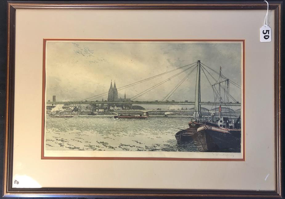 Josef Eidenberger Hand-Colored Engraving of River in (1 of 12)