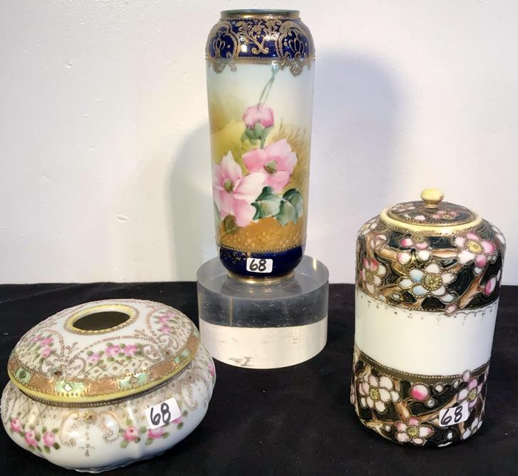 Group of Hand-Painted Nippon China to include Vase, (1 of 20)