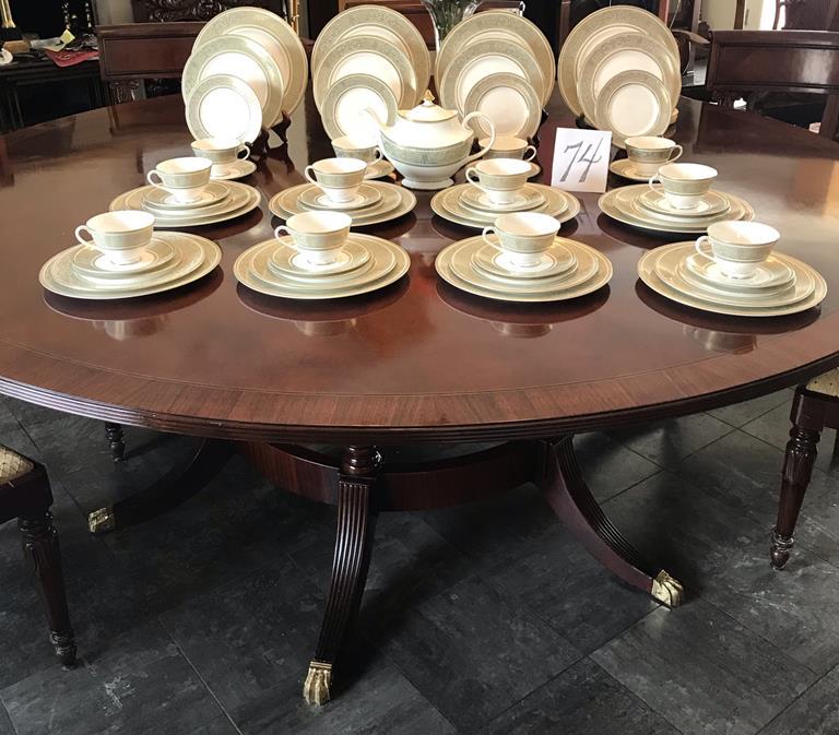 Royal Doulton Service for 12 English Renaissance: This Royal Doulton bone china dinner service for 12 includes: 12 dinner plates, 12 luncheon, 12 dessert plates, 12 cups and saucers, and a coffee pot.