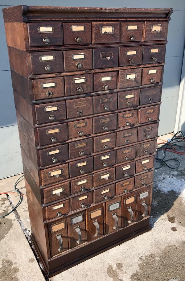 Shaw Walker Oak Card Filing Cabinet (1 of 15)