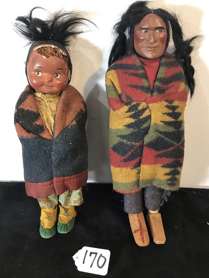 Pair of 1920's Southwest Indian Skookum Dolls (1 of 6)