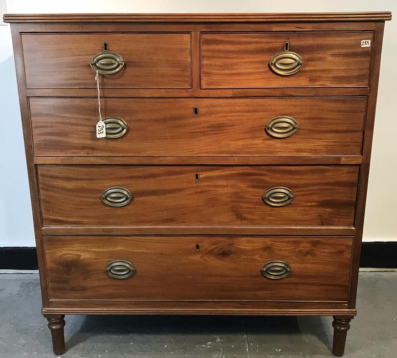 Early Federal Mahogany 5-Drawer Chest w/Original Brass (1 of 9)