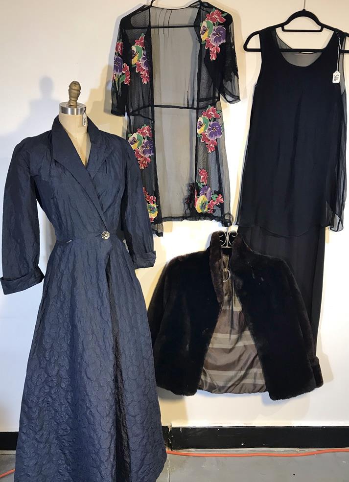 1940's Quilted Floral Coat, 1930's Sheer Applique (1 of 9)