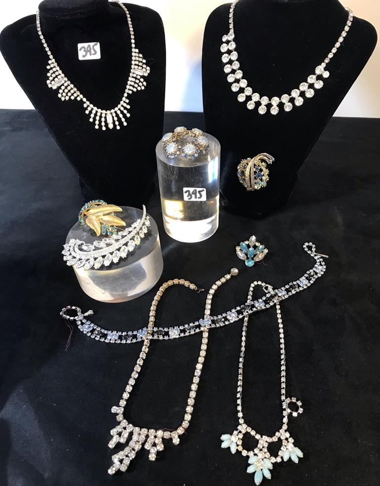 Group of 1950's Rhinestone Necklaces and Brooches (1 of 5)