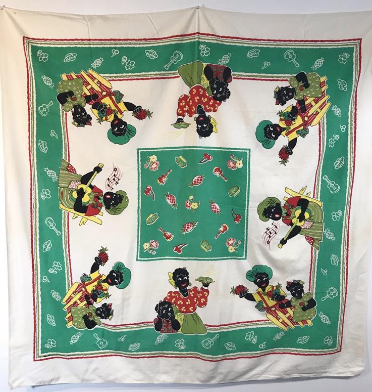 1940's Black Ephemera Tablecloth (1 of 8)