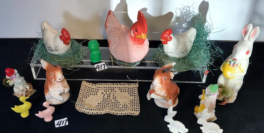 1900's German Paper Mache Candy Containers, Chickens (1 of 6)