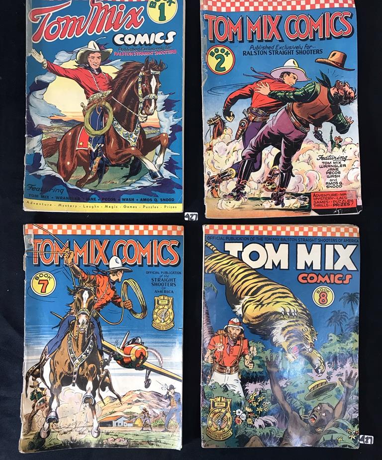 4 1940's Tom Mix Comic Books, Issues 1, 2, 7, and 8 (1 of 9)