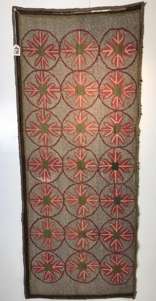 Folk Art American Made Hooked Rug w/Burlap Backing, (1 of 4)