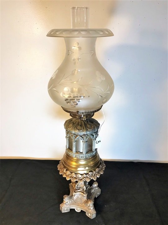 Civil War Era High Victorian Gothic Oil Lamp (1 of 9)