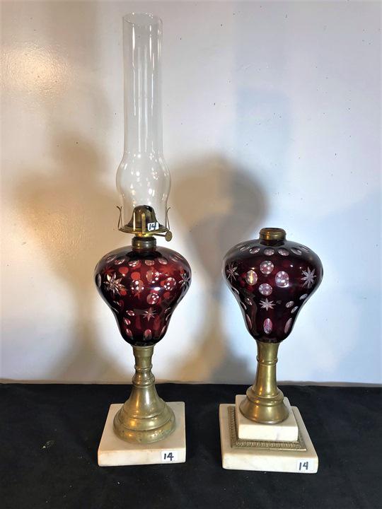 Pair of M B Company Pre Civil War Era Oil Lamps (1 of 4)