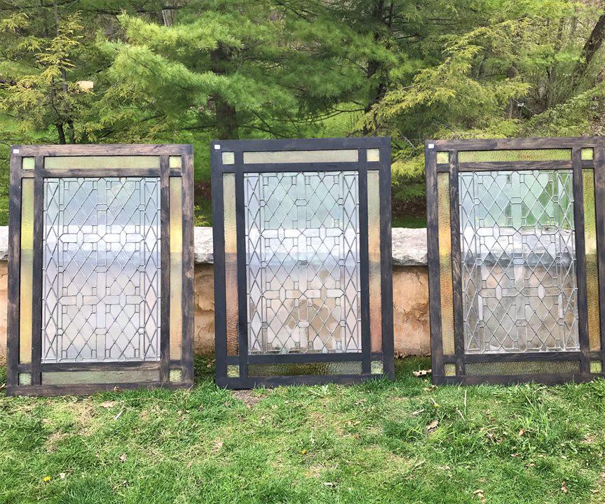 3 woodFramed Victorian Leaded Glass Windows (1 of 10)