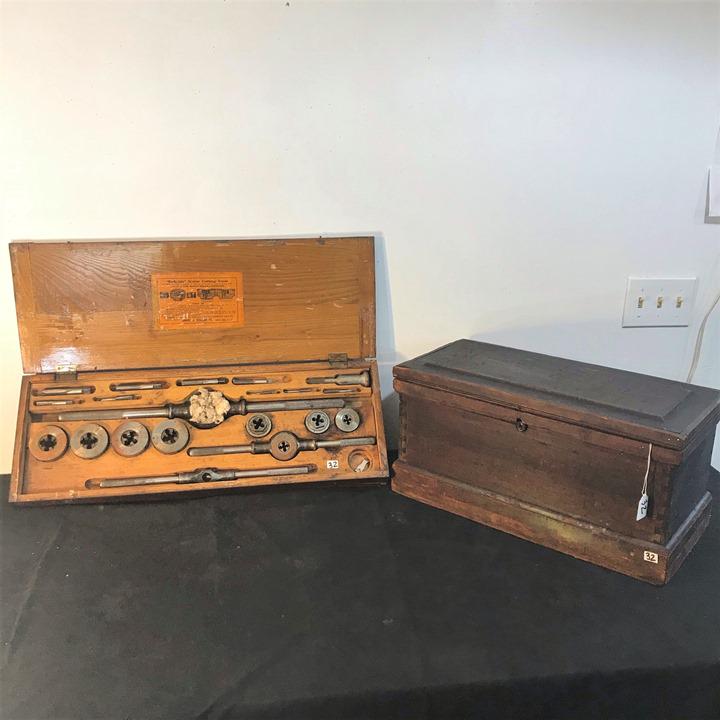 Antique Screw Cutting Tools Set and Wood Tool Box (1 of 11)