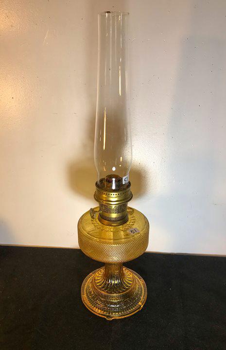 Aladdin Amber Glass Oil Lamp With Chimney (1 of 9)
