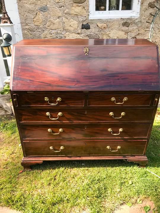 1740 ENGLISH DROP FRONT Mahogany DESK (1 of 15)