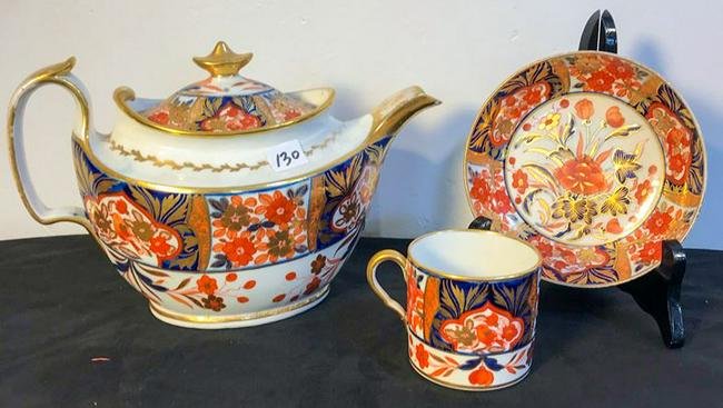 Early English Imari China teapot w cup and saucer Circa (1 of 8)