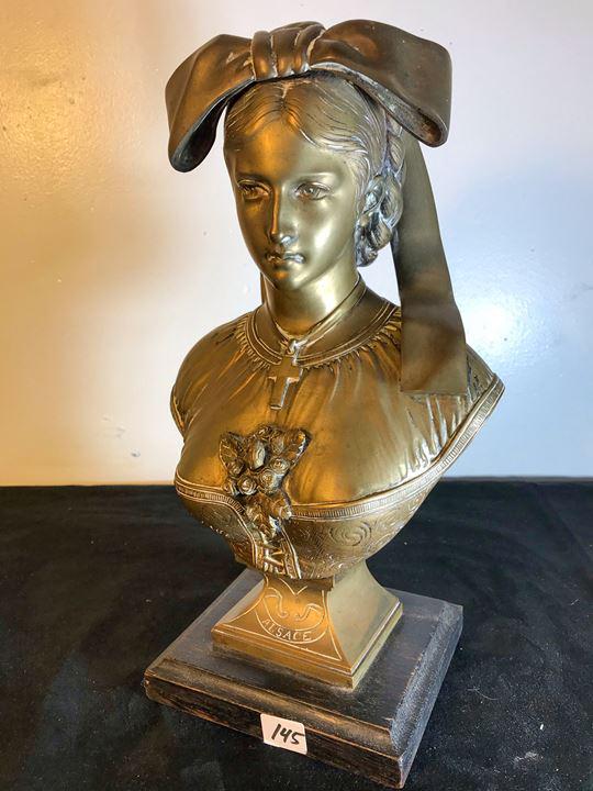 E. Charviery Solid Bronze Bust Of Alsace Cica 1872 (1 of 9)