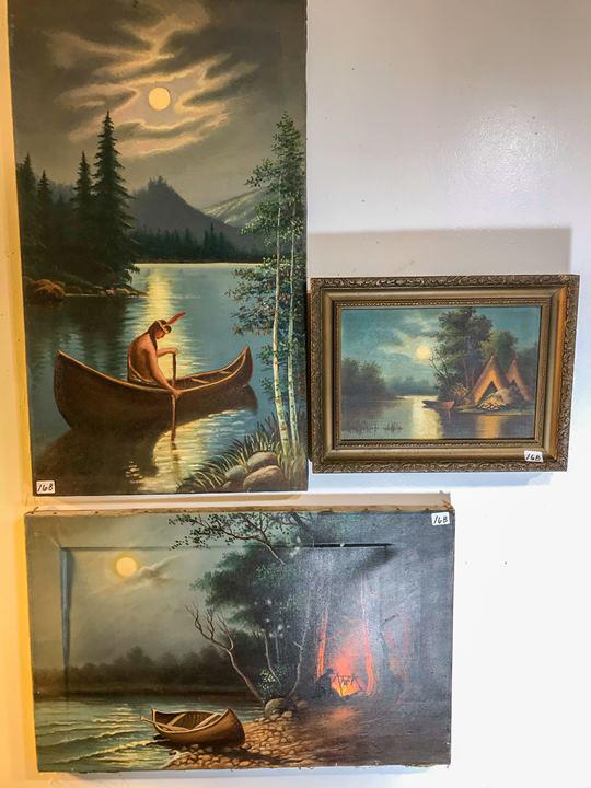 3 Wisconsin Artist Full moon Oil Paintings on Canvas C. (1 of 13)