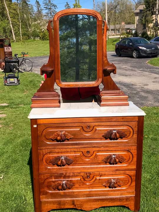 Victorian Marble Topped Hanky Box Dresser Walnut (1 of 15)