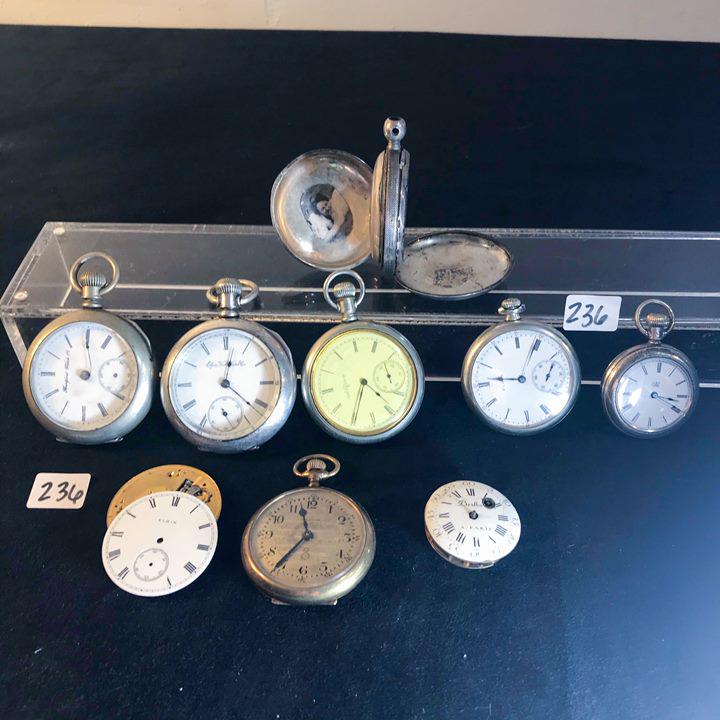 LOT Coin Silver Pocket watches includes Elgin, (1 of 13)