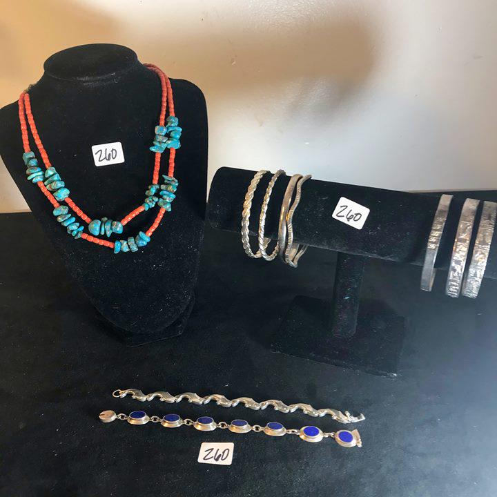 Group of  Mexican Sterling Bangles and Turquois Coral (1 of 12)