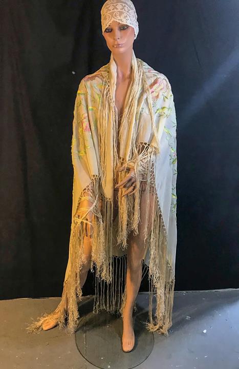 Victorian Hand Embroidered  Piano Shawl (1 of 9)