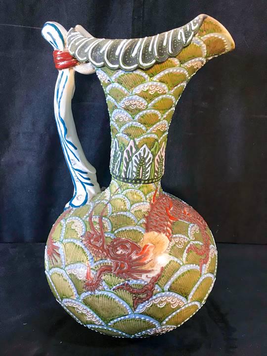 Large Moriage handled Pitcher with Red Dragon CIRCA (1 of 10)