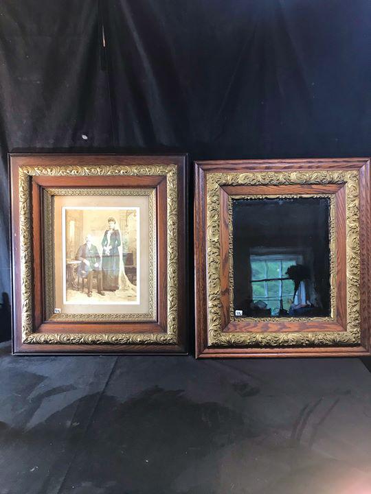 2 Ornate Oak and Gesso Frames, one w/a Wedding Couple (1 of 8)