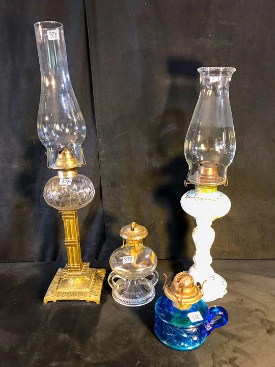 Group of 4 Rare and Unusual Oil Lamps (1 of 10)
