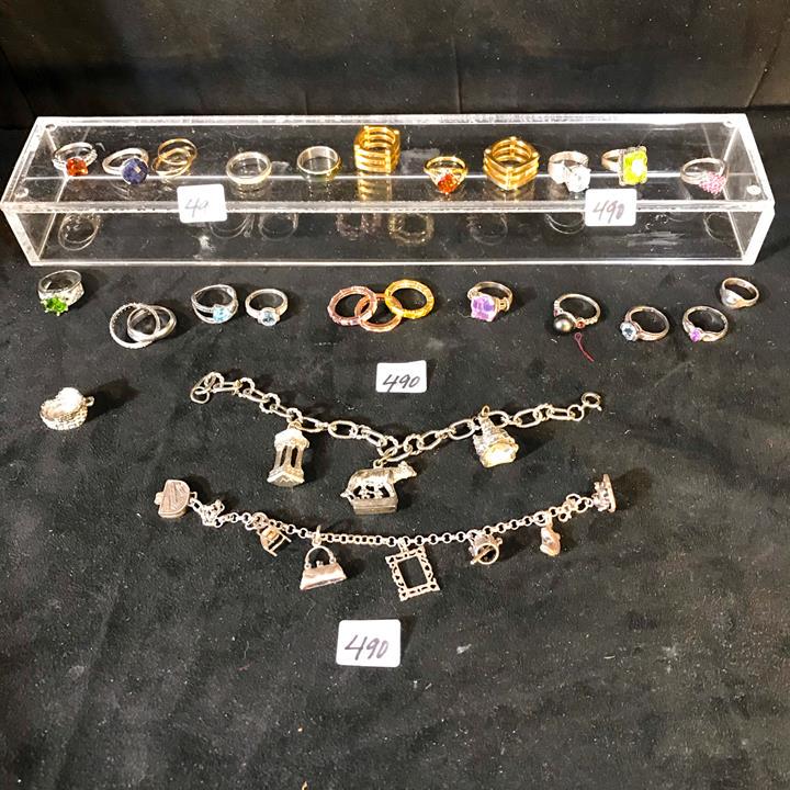 Group of Sterling Rings , Charm Bracelets (1 of 3)