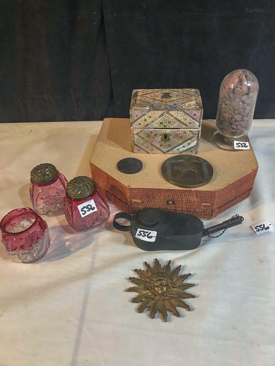 Group of 19th Century Cabinet Pieces-Inlaid Ink Box, (1 of 5)