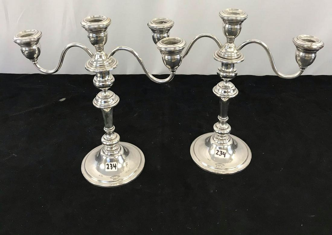 Pair of Sterling Silver 3 armed Candelabras (1 of 3)
