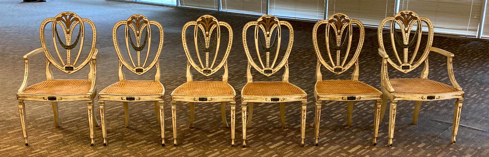 Designer Set of Painted and Stenciled Antique Dining (1 of 5)