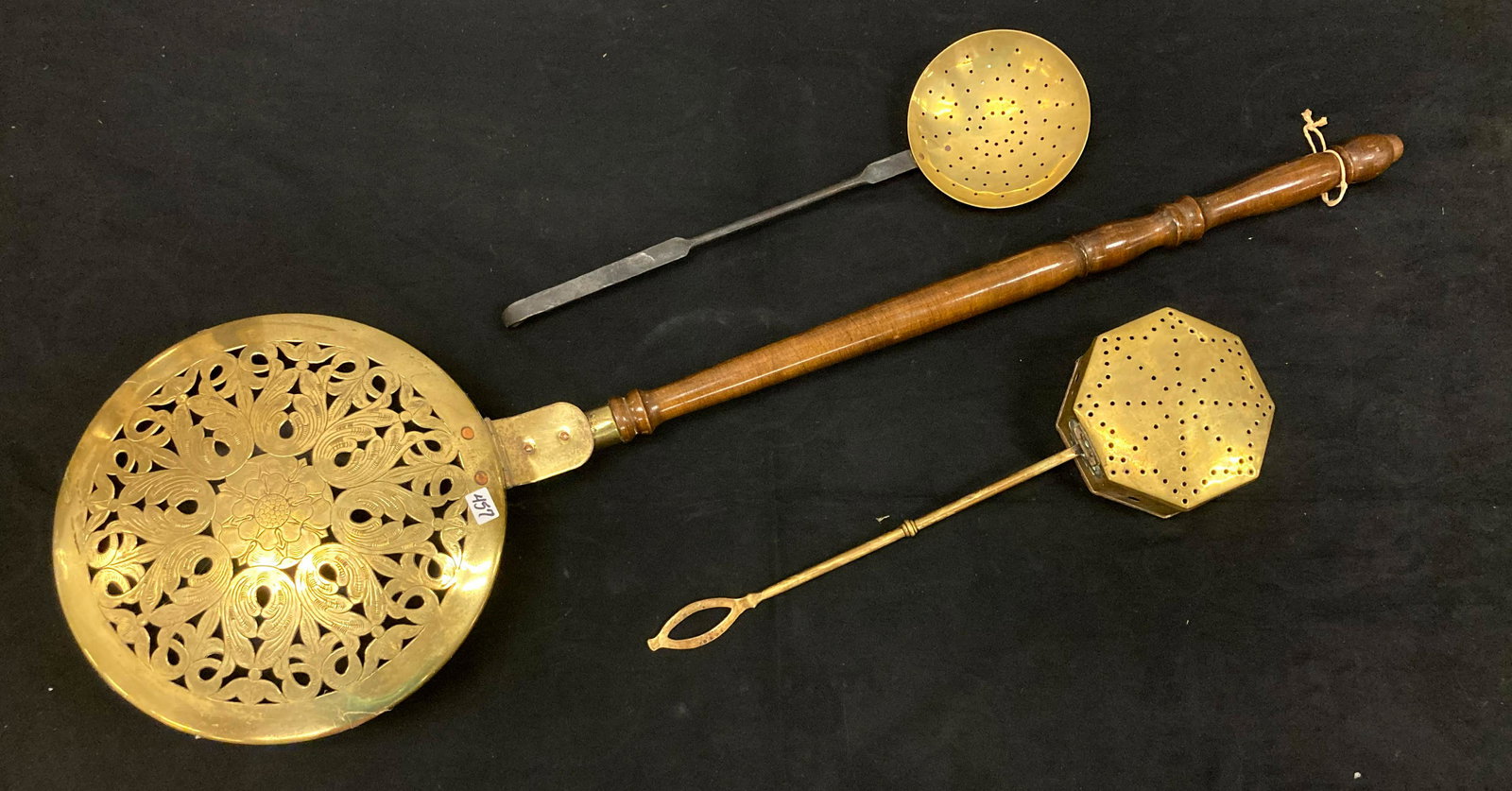 Bed Warmer, Brass Strainer, and Brass Chestnut Roaster (1 of 7)