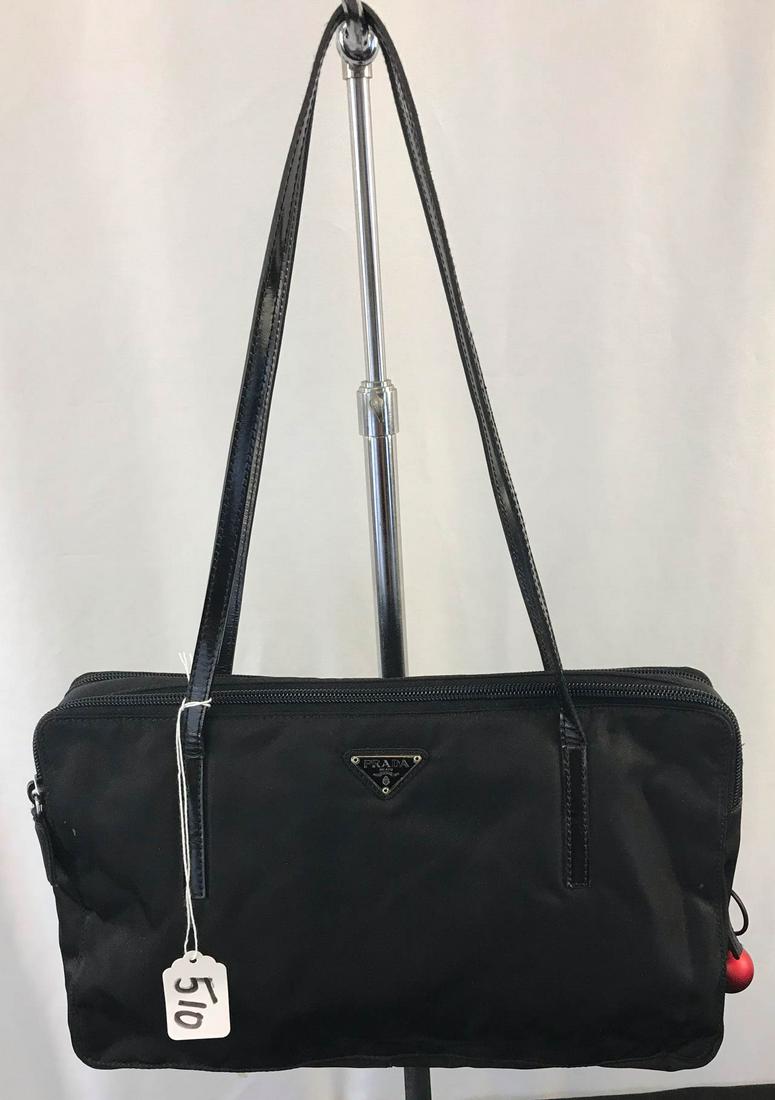 Black Nylon And Patent Leather Prada Shoulder Bag (1 of 8)