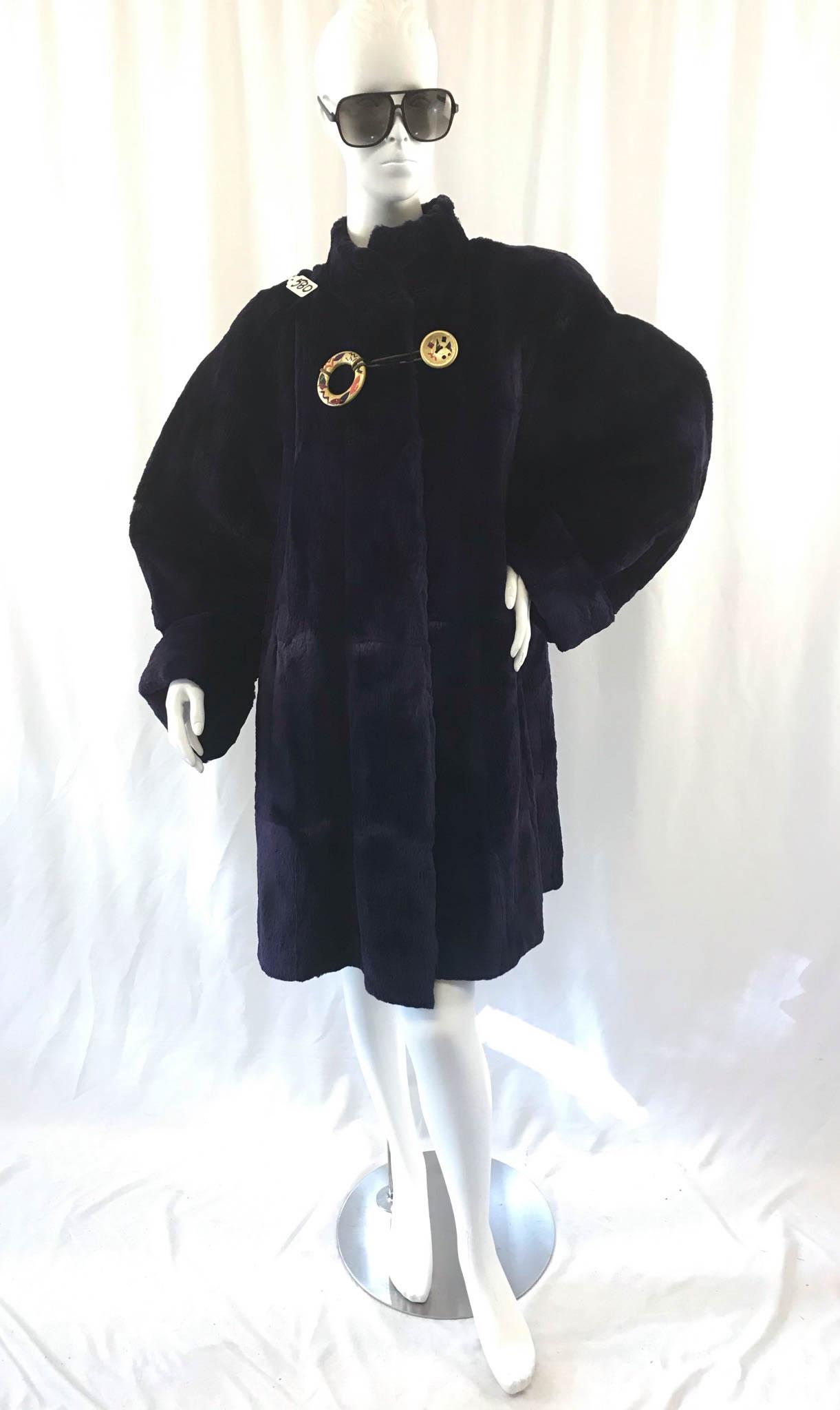 Purple Sheared Mink Fur Jacket or Short Coat - Size 12 (1 of 5)