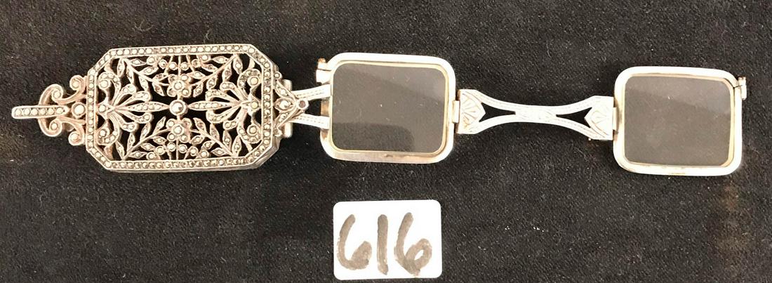 Edwardian Sterling Silver and Marcasite Lunettes (1 of 7)