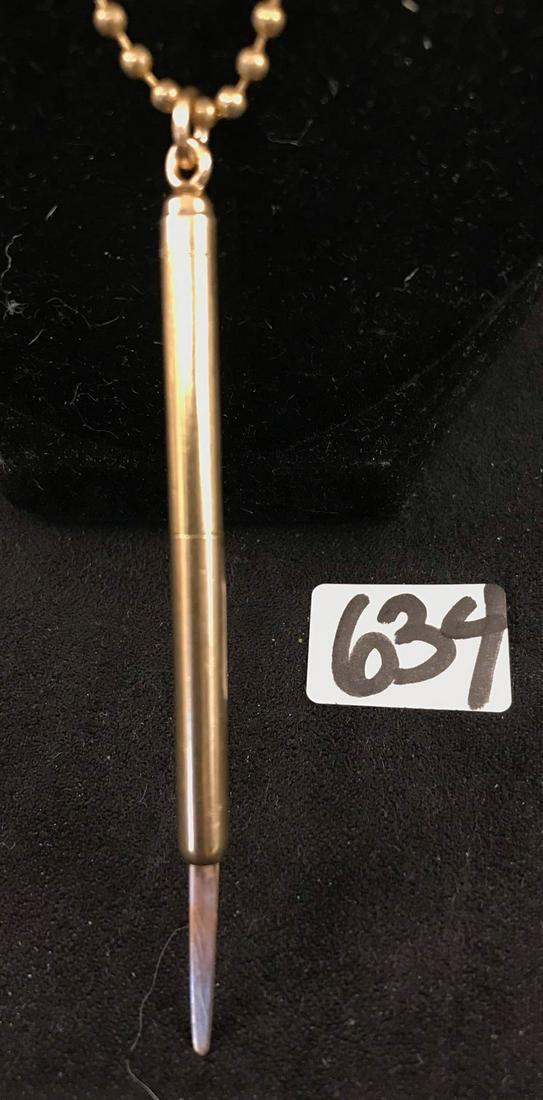 Solid 14K Yellow Gold Toothpick on 20"  Ball Chain (1 of 4)