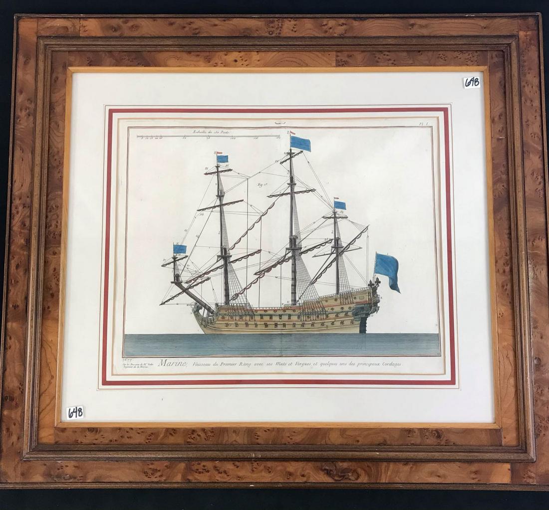 Antique French Engraving of Sailing Ship by Diderot - (1 of 6)