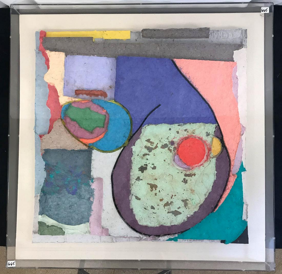 Handmade Paper Sculpture Framed in Lucite Box - "T. (1 of 7)