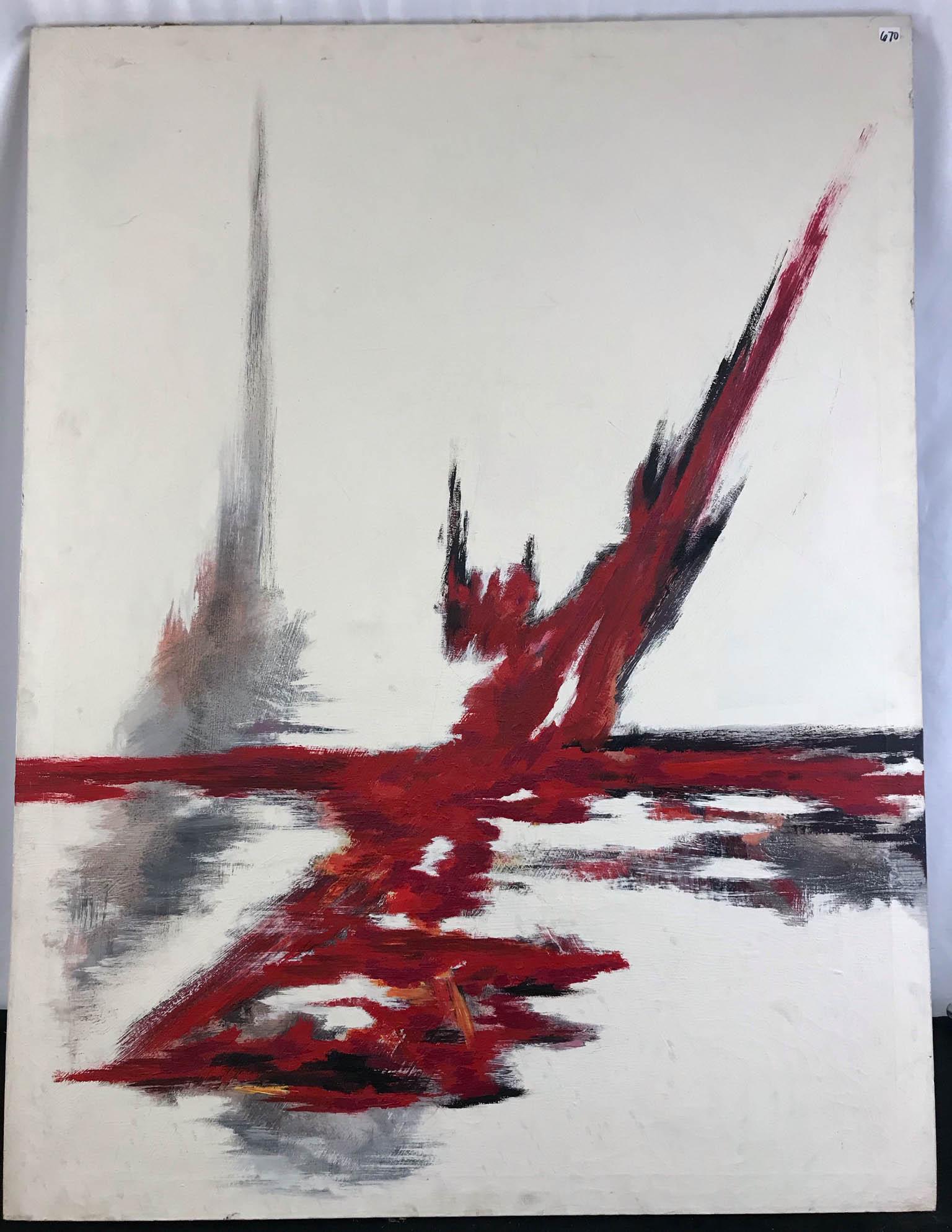 MCM Large Abstract 1960s Painting  - Oil on Canvas (1 of 6)