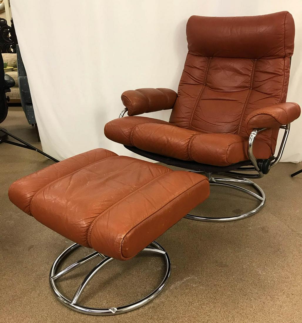 Ekornes 1970s Chrome and Leather Stressless Recliner (1 of 9)