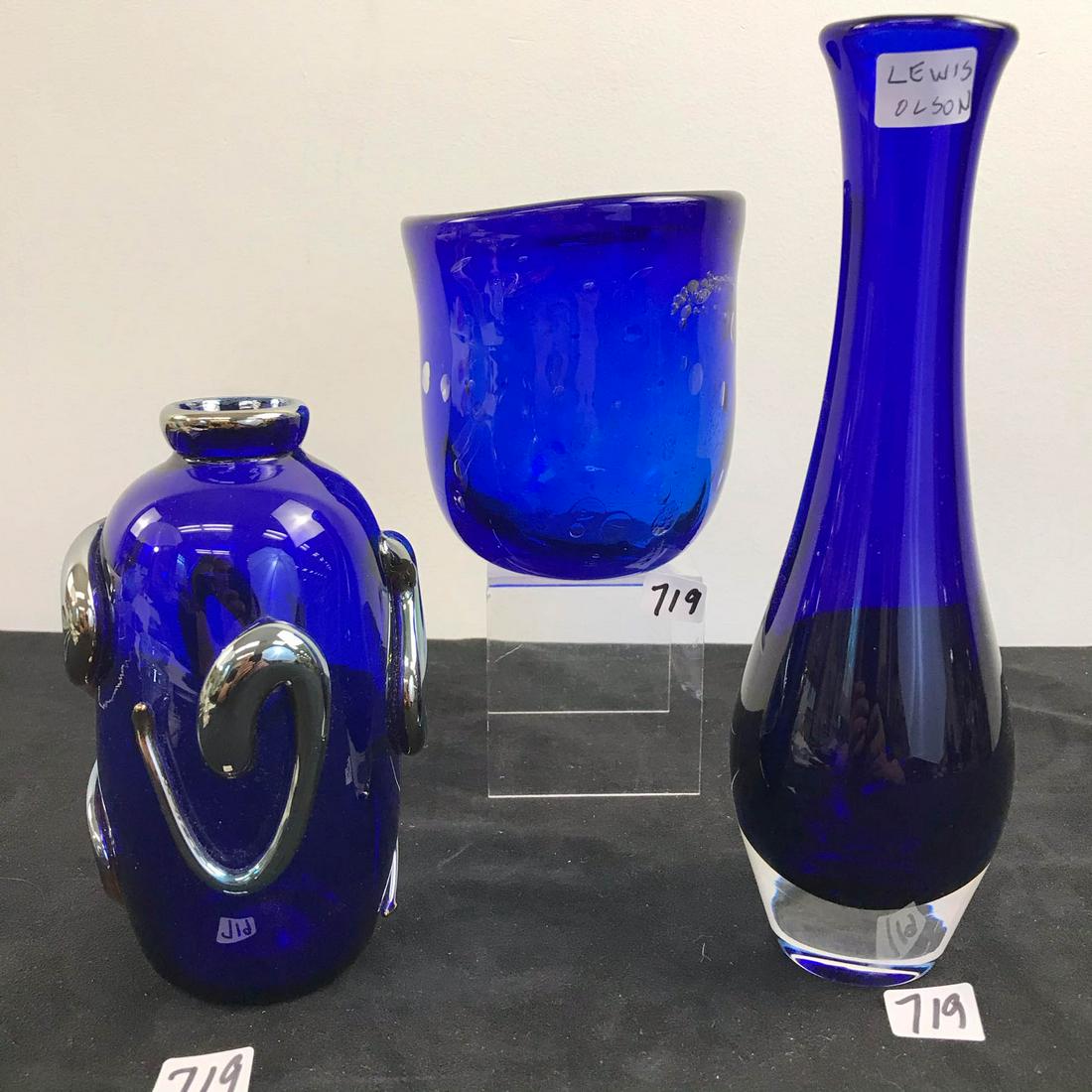 Cobalt Blue Art Glass Pieces - Vases and Vessel (1 of 11)